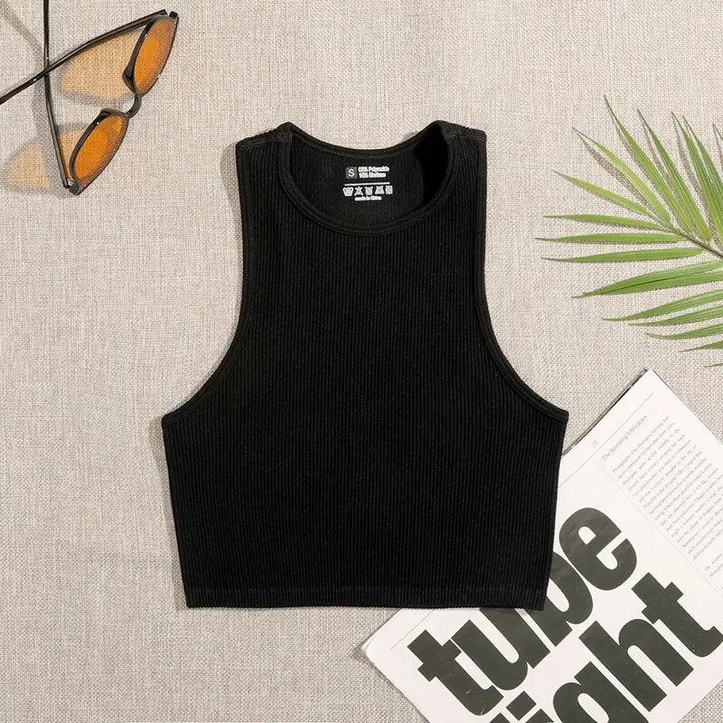 Yoga Vest Women Gym Sports Black White Crop Tops