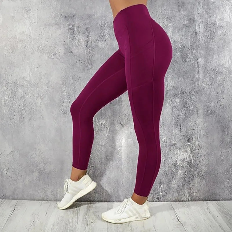 Yoga Fitness Women Leggings High Waist Tights with Pocket Gym
