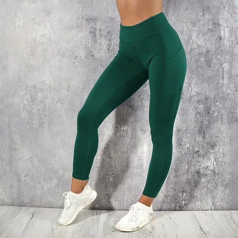 Yoga Fitness Women Leggings High Waist Tights with Pocket Gym
