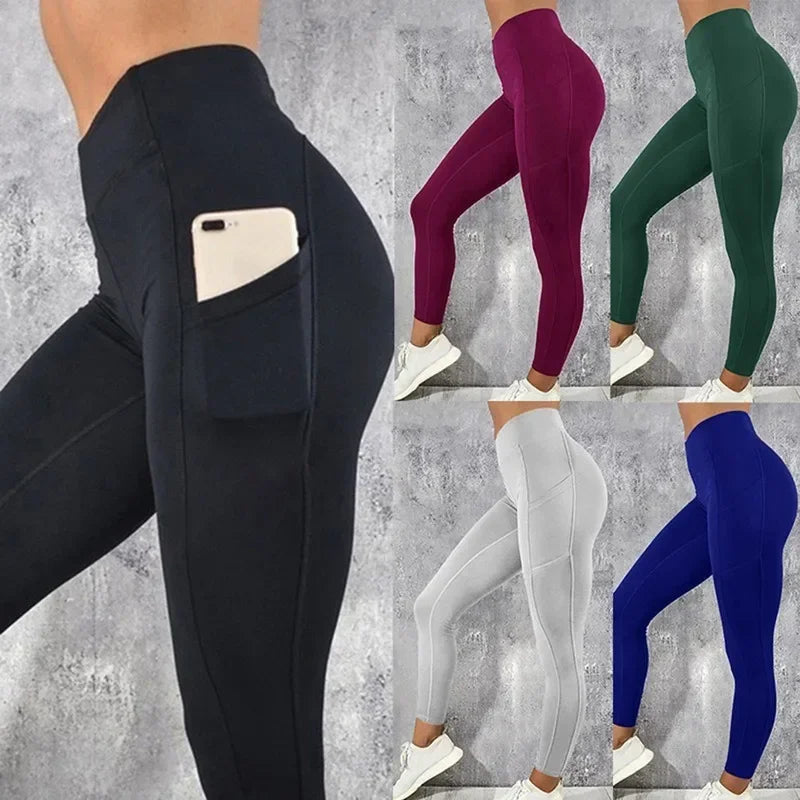 Yoga Fitness Women Leggings High Waist Tights with Pocket Gym